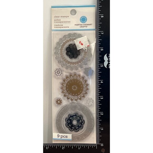 MARTHA STEWART DOILIES 42-24013 CLEAR CLING PHOTOPOLYMER STAMP SET CIRCLE FLOWER - Picture 2 of 5